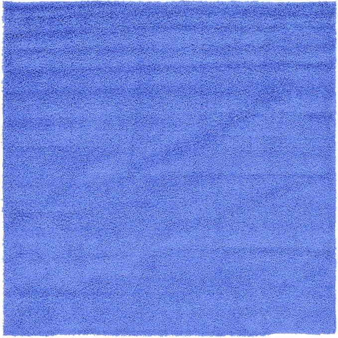 Unique Loom Solid Shag Collection Area Rug (8' Square, Periwinkle Blue)