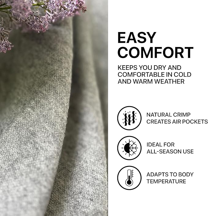 New Zealand Virgin Wool Throw Blanket, Indoor & Outdoor, Soft Blanket with Fringes, 55 x 79 in (140 x 200 cm)
