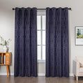 Amazon Basics Jacquard 2-Piece 100% Blackout Curtains, Living Room and Bedroom Drapes, Thermal Insulated Window Treatment, 42"x84", Dark Blue