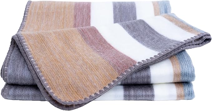 QISU Alpaca Wool Blanket Throw | Large, Beautiful, Warm, Variegated | 85 x 65 inches | Ultra-Soft, Hypoallergenic and Breathable | Non-Itchy or Scratchy Fabric (Pastel Grey Rocks & Creek)