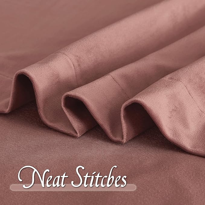RYB Home Wild Rose Velvet Blackout Curtains for Girl Bedroom - Room Darkening Privacy Shades as Window Treatment Thermal Curtains for Living Room, W 62 x L 96 inch, 2 Panels
