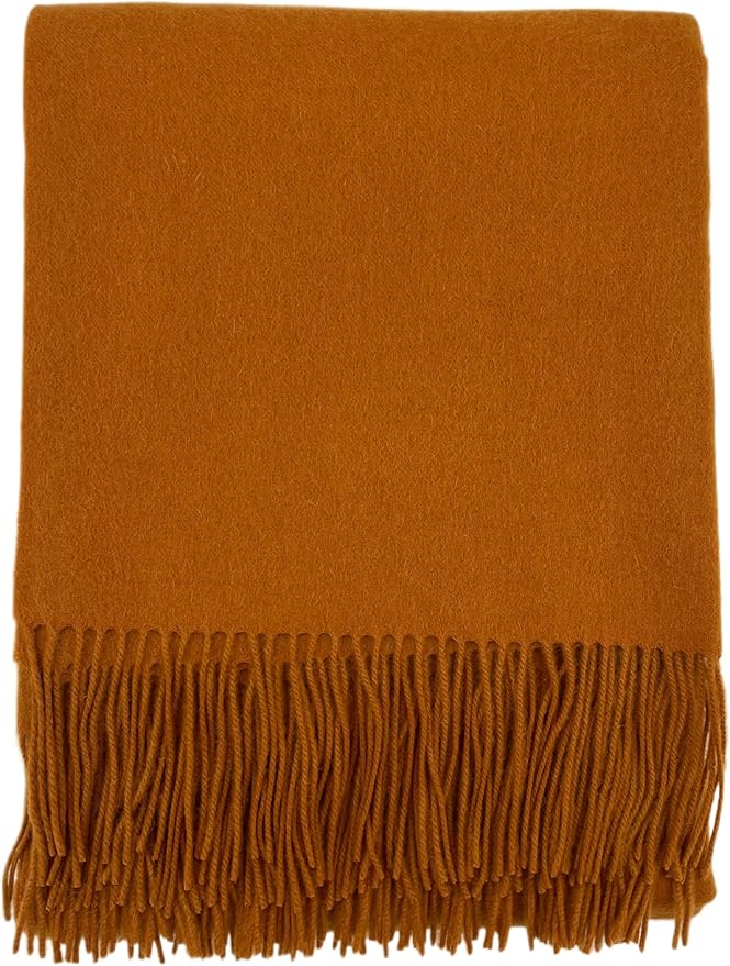 Alashan Cashmere Blend Ripple Finish Woven Throw (Golden Scotch)