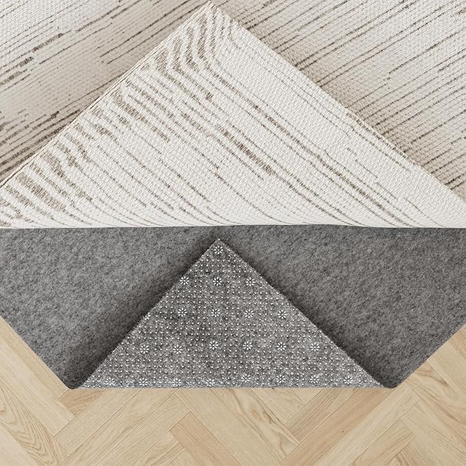 Felt Rug Pad with Gripper Dots, 9x12 Ft Non-Slip Rug Underpad with PVC Backing, 1/6" Thick Cushioned Carpet Pad Gripper for Hardwood Floors, Vinyl & Tile, Under Rug Padding Floor Protection
