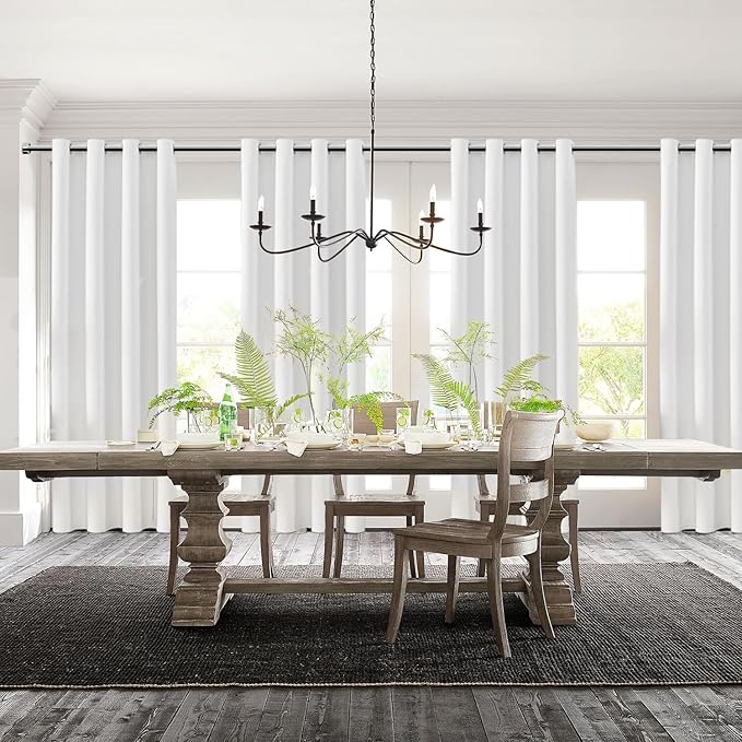 ChrisDowa 100% Blackout Pure White Solid Curtains 96 Inches Long 2 Panels for Bedroom Living Room,Farmhouse Room Darkening Thermal Insulated Soundproof Grommet Top Window Treatment Drapes,52x96