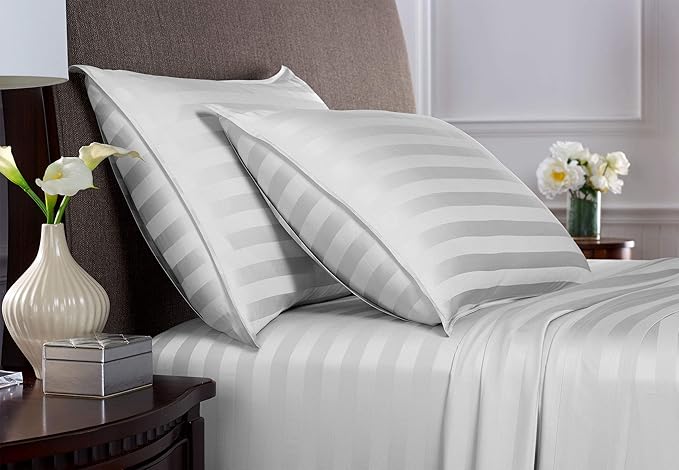 Pure Bamboo Queen Sheets, Genuine 100% Organic Viscose Derived from Bamboo Bed Sheet Set, Luxuriously Soft & Cooling, Double Stitching, 2 Year Quality Promise (Queen, Jacquard White)
