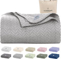 Cloud Scape Linen 100% Cotton Blanket Twin 68x92 Charcoal Grey - Cozy Herringbone Weave, Fits Up to Twin XL Size Beds, Breathable Softness, All-Season Warmth, Winter Blanket, Bedding Gift Choice