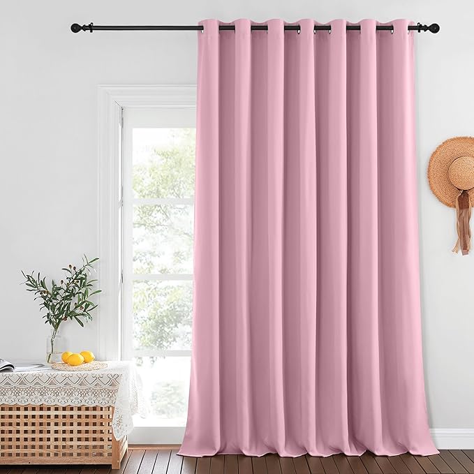 NICETOWN Rouge Pink Blackout Curtains for Bedroom/Living Room 132 Inch Length - Thermal Insulated Room Darkening Grommet Top Window Curtains (100 by 132 - Inch, 1 Panel)