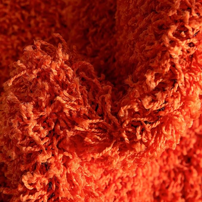 Unique Loom Solid Shag Collection Area Rug (7' 1" Round, Tiger Orange)