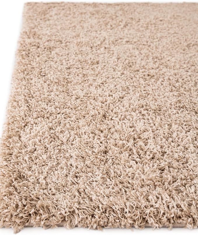 Unique Loom Solid Shag Collection Area Rug (5' 3" x 8' Rectangle, Taupe)