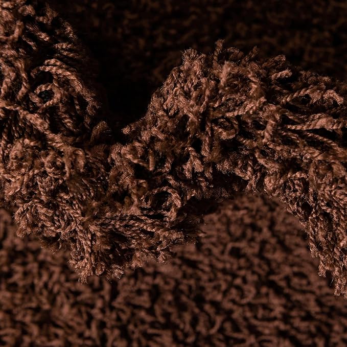 Unique Loom Solid Shag Collection Area Rug (4' 1" Round, Chocolate Brown)