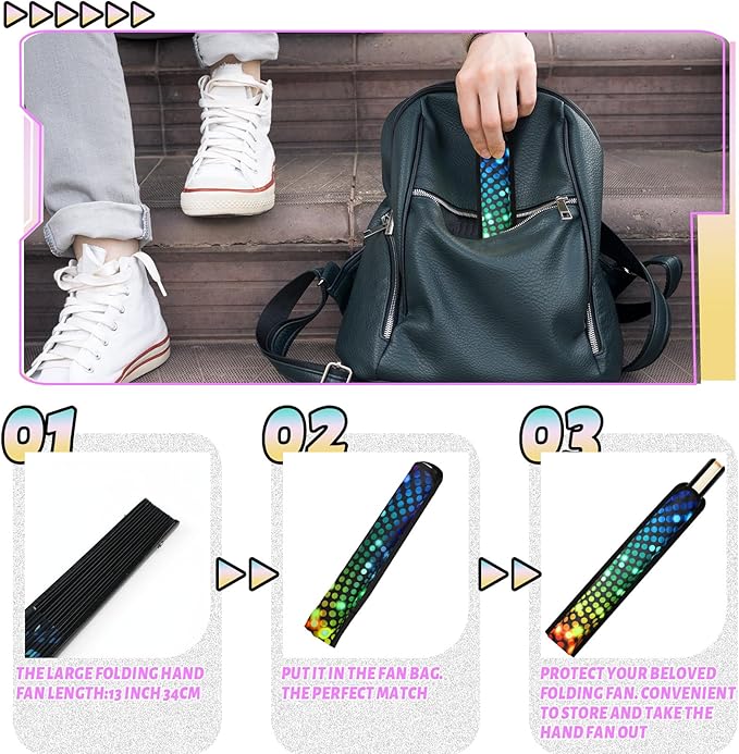 Summer Rave Fan Thigh Holster Rave Fan Holder Folding Hand Pouch Foldable Sleeves with Waist Belt for Thigh Party