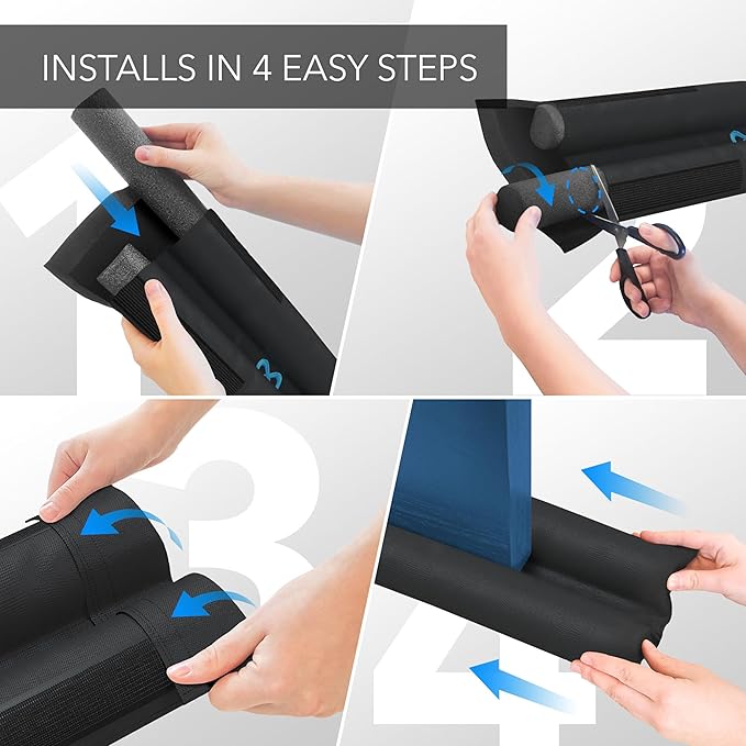 Everlasting Comfort 2 Sided Under Door Draft Stopper for Bottom of Doors - Quick Install, Keeps Heat In & Cold Air Out - Sound Proofing Foam Strip Gap Filler, Noise Blocker for Interior -Fits 30"-36"W