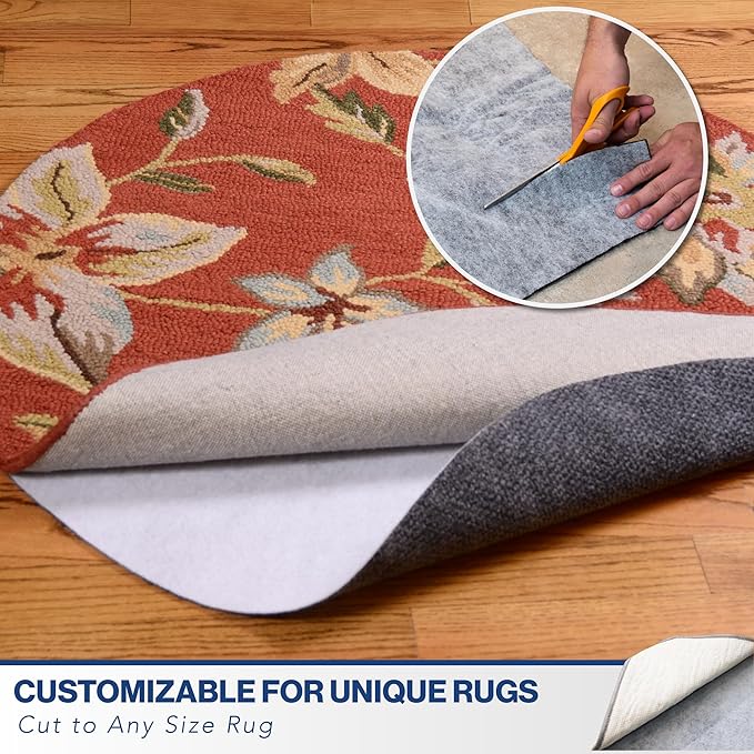 2' x 11' Non-Slip Rug Pad, Reversible Gripper, Non Skid Pads for Hardwood, Vinyl, Tile, Laminate Floors, Keep Area Rugs Secure, Natural Materials Safe for Indoor Flooring, ¼” Thick