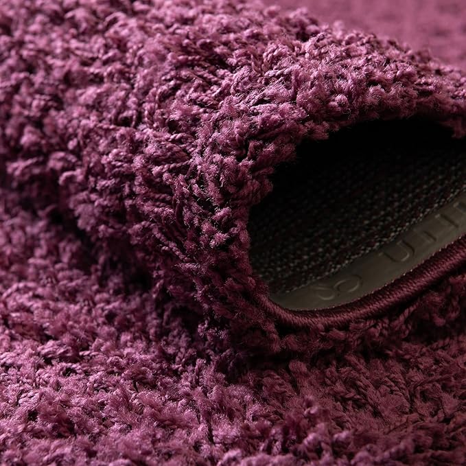 Unique Loom Solid Shag Collection Area Rug (2' 7" x 10' Runner, Eggplant Purple)