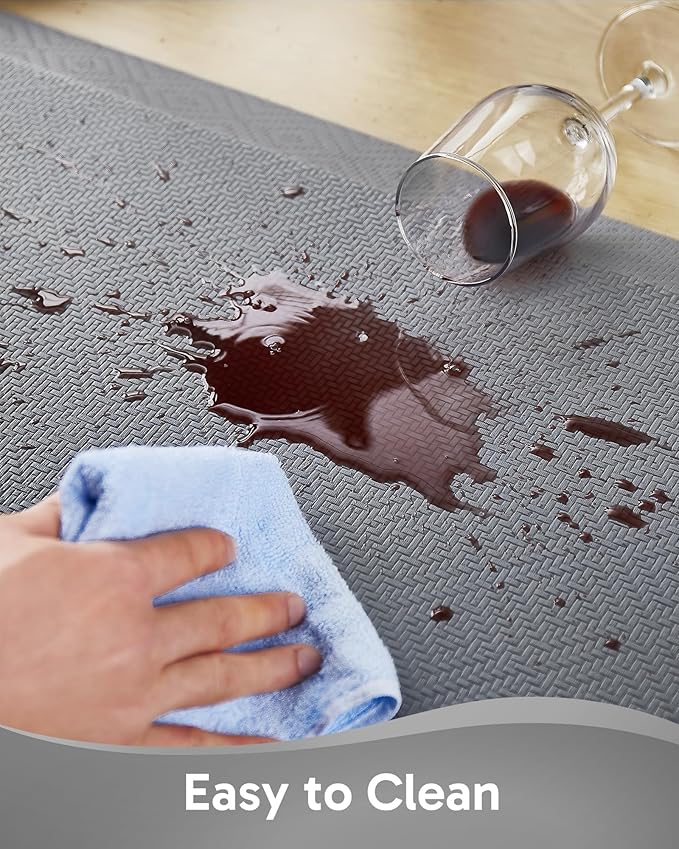 Ophanie Kitchen Mats for Floor, 3/4 inch Thick, 17x28 Anti Fatigue Cushioned Mat, Kitchen Rugs, Waterproof, Comfort Ergonomic Standing Mat for Office, Home, Sink, Grey Non-Slip Ridged Bottom