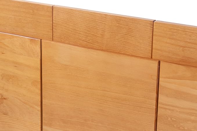 memomad Bali Slim Set: Storage Platform Bed with Drawers + Flat Panel Headboard (King Size, Oak Brown Wood)