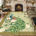 Lahome Peacock Area Rugs 8x10, Soft Washable 8x10 Rugs for Living Room, Floral Non Slip Vintage Ultra-Thin Stain Resistance Large Carpet for Bedroom Office Farmhouse Dining Room, Beige