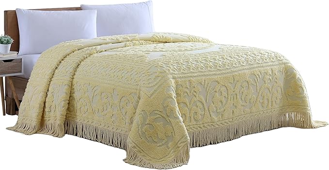 Beatrice Home Fashions Medallion Chenille Bedspread, King, Yellow