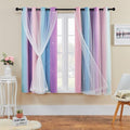 XiDi Curtains for Bedroom Decor, Rainbow Pink Purple/52/54