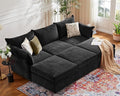 ABCASA 102.6" Luxury Modular Sleeper Sofa Bed 6 Seat Reversible Sectional Couch Deep Seat with Storage Chaises Removable Cover for Living Room, Apartment - Chenille Black