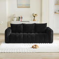 83'' Boneless Corduroy Sofa, Oversized 3 Seater Deep Seat Couch with Rounded Armrest, Modern Upholstered Cloud Sofa for Living Room, No Assembly, Black