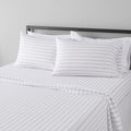Amazon Basics Lightweight Super Soft Easy Care Microfiber 4 Piece Bed Sheet Set with 14-Inch Deep Pockets, Queen, Taupe Stripe, Striped