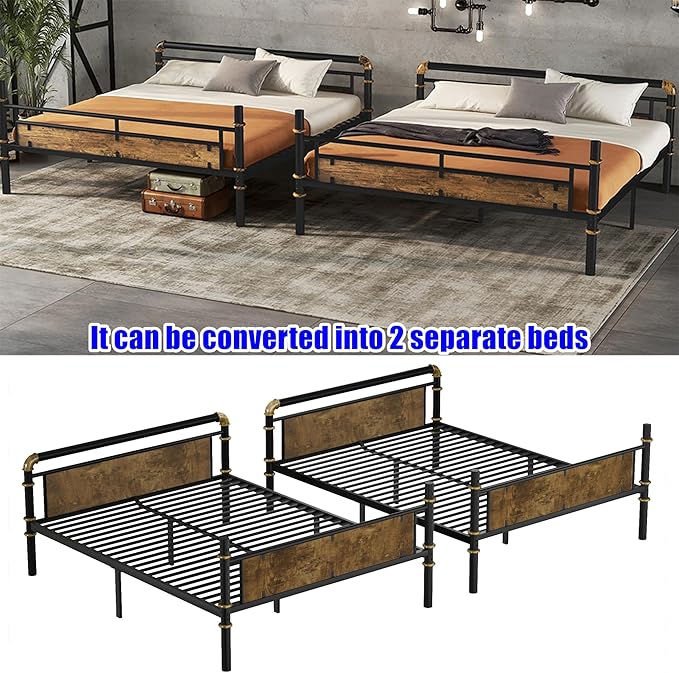 Upgraded & Stronger Heavy Duty Metal Queen Over Queen Bunk Bed for Adults & Teens, Thickened More Stable Safer Bunkbeds (Greater Weight Capacity) (Queen Over Queen)