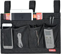 Zafit Linen Bedside Caddy, Bedside Storage Organizer for Hospital Beds, College Dorm Rooms or Baby Bed (6 Pockets-Black)