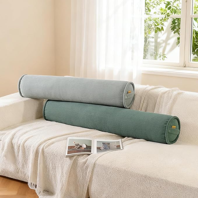 Cuddle Pillow – Corduroy Long Body Pillow for Adults, Cozy Bolster Pillow for Bed, Soft & Supportive for Relaxing Sleep,39 x 7.87 Inches,Peacock Blue