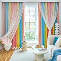 Star Blackout Curtains for Bedroom - Rainbow, 96 Inch Long, 2 Panels, Red, Yellow & Blue