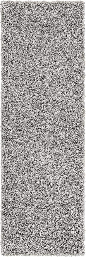 Unique Loom Solid Shag Collection Area Rug (2' x 6' 5" Runner, Cloud Gray)