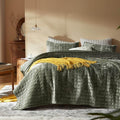 LEAONME Velvet Quilt Full/Queen Size-90''x98'', Lightweight Olive Green Velvet Comforter Set with 2 Pillow Shams, Soft Bedspread Coverlet Quilted Bedding Set for All Season