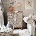 PHI VILLA Accent Cabinet with Doors - Antique Storage Cabinet for Entryway Buffet Sideboard