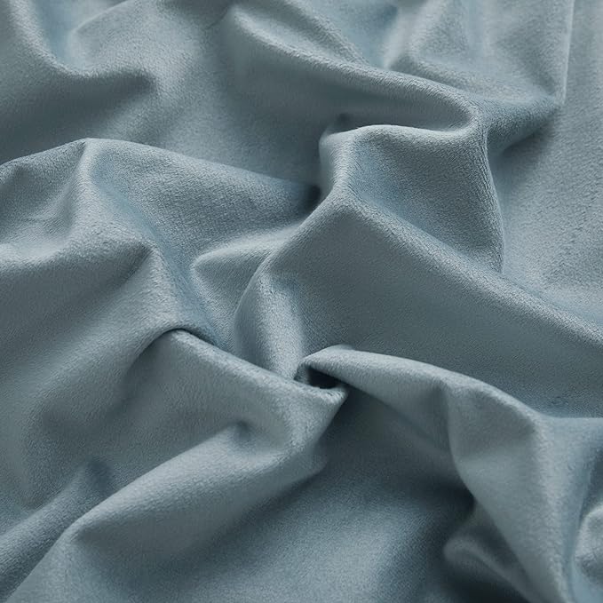 RYB HOME Velvet Curtains 72 inches Length, Back Tab & Rod Pocket Soft Fabric Curtains & Drapes for Bedroom Bathroom Cafe, Stone Blue, W 42 x L 72, 2 Panels Set