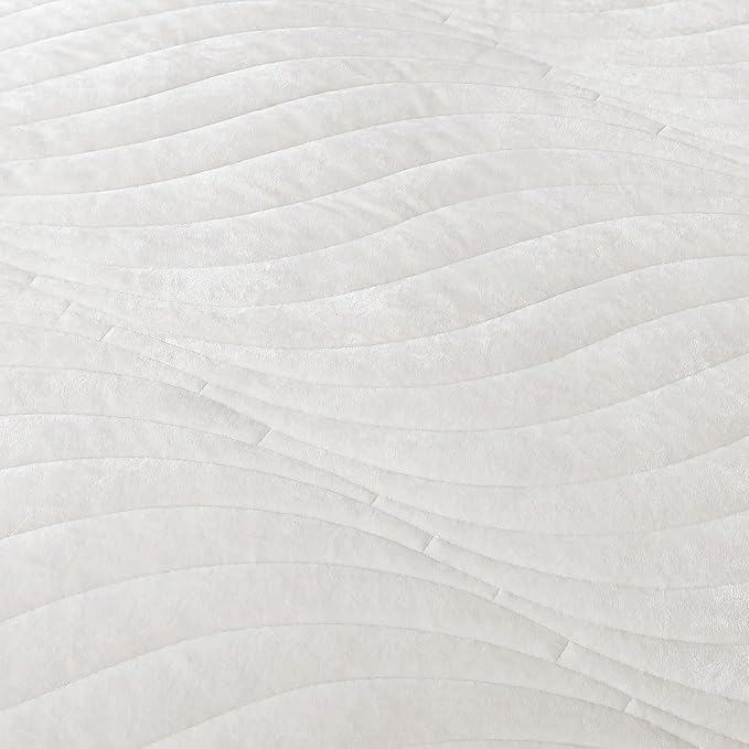 HoneiLife King Quilt Bedding Set - Velvet Quilt Sets 3-Pieces, Lightweight Bedspreads Solid Coverlets Retro Bed Cover Quilt King Size All Season Quilts, Nature White
