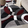 Rugshop Contemporary Abstract Circles Perfect for high Traffic Areas of Your Living Room,Bedroom,Home Office,Kitchen Area Rug 3'3" x 5' Red