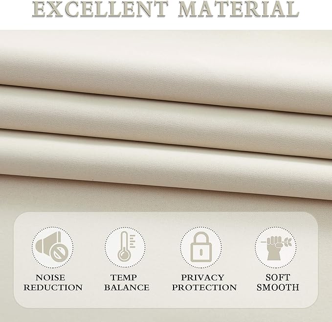 DONREN 2 Panels 84 inch Length Cream Beige Blackout Curtain Panels for Bedroom - Rod Pocket Room Darkening Thermal Insulated Curtains for Living Room (42 x 84 Inches Long)