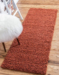 Unique Loom Solid Shag Collection Area Rug (2' 6" x 19' 8" Runner, Terracotta)