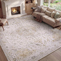 PADOOR 9X12 Area Rug,Rugs for Living Room,Soft Beige Rugs for Bedroom,Machine Washable Rug Non Slip Carpet for Dining Room Living Room Bedside Office