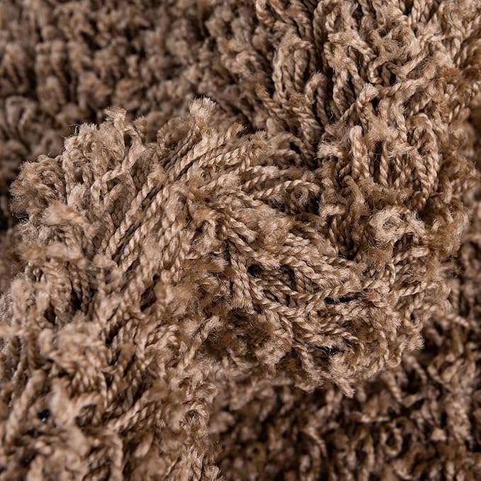 Unique Loom Solid Shag Collection Area Rug (7' 1" Round, Sandy Brown)