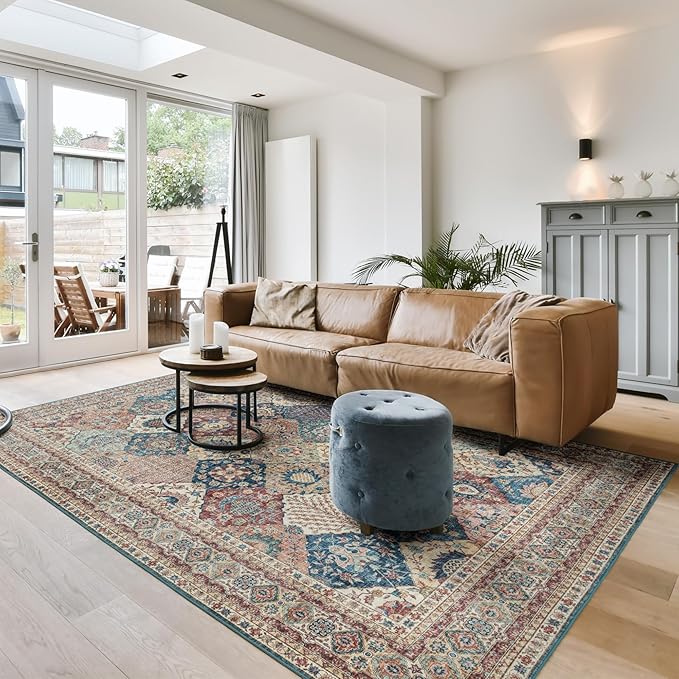 Gertmenian Indoor Boho Area Rug - 9x13 Extra Large, Non Slip, Super Strong, Ideal for High Traffic Areas in Bedroom, Living Room, Kitchen - Cinzia, Bronze, 28509