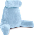 Husband Pillow XXL – Reading Pillow Bed Chair with Arms & Back Support – Sky Blue - Back Pillow for Beds Sitting Up – Bed Rest Arm Pillow – Comfy Reading Pillow for Adults
