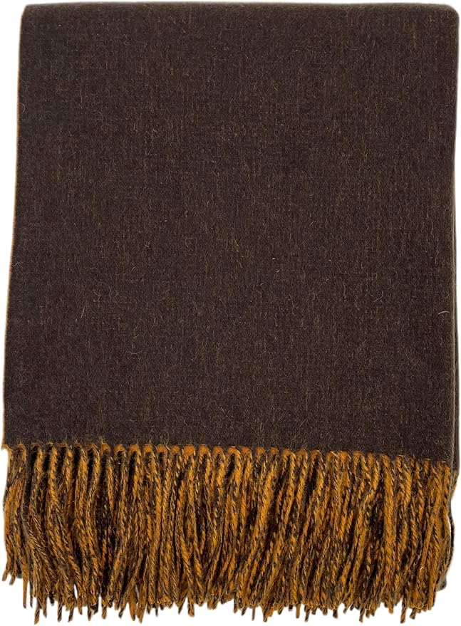 Alashan Cashmere Blend Double Faced Throw-Super Soft and Luxe Fabric- Perfect for Cozy Nights! 95% Merino Wool/5% Cashmere, 50" x 70", Great Gift Item. (Espresso & Golden Scotch)