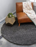 Unique Loom Solid Shag Collection Area Rug (8' Round Graphite Gray)