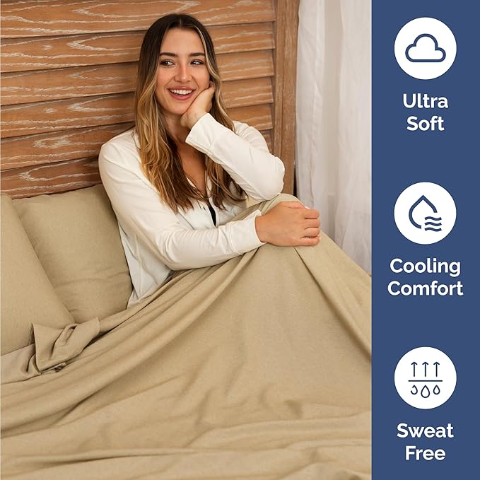 Twin 4 Piece Sheet Set - Cooling, Comfy & Breathable - Hotel Luxury Bedding, Includes Fitted Sheet for Women, Men, Kids & Teens - 1 Flat, 1 Fitted Sheet, 2 Pillowcases w/Deep Pockets - Heathered Tan