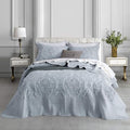 CHIXIN Bedspread Coverlet Set Queen Size - Lightweight Bedding Cover - Beautiful Stitching - 5 Piece Reversible Bedspread - Gorgeous Damask Paisley Pattern (Queen, Light Grey)