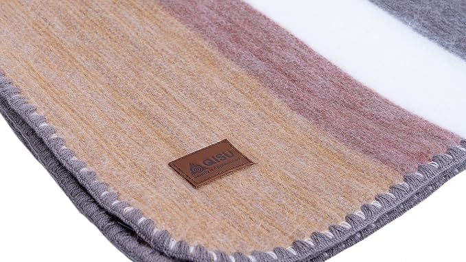 QISU Alpaca Wool Blanket Throw | Large, Beautiful, Warm, Variegated | 85 x 65 inches | Ultra-Soft, Hypoallergenic and Breathable | Non-Itchy or Scratchy Fabric (Pastel Grey Rocks & Creek)