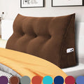 WOWMAX 100% Cotton Corduroy Headboard Pillow – Twin Size Back Support Reading Wedge for Bed & Daybed, Plush Handmade Bolster Cushion with Removable Cover, Cozy Bed Rest Pillow, Coffee