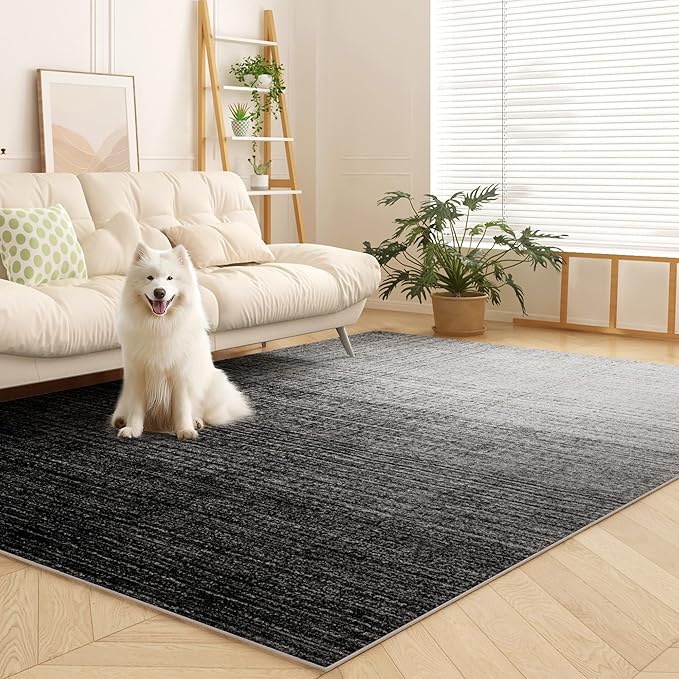 Area Rugs 8x10, Machine Washable Rugs for Living Room Floor Non Silp Vintage Rug Black Carpet for Living Room Dinning Room Bedroom Rug Under Bed Home | Black White