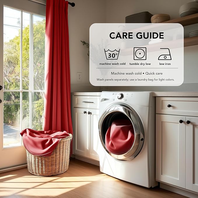 Deconovo Blackout Curtains Back Tab and Rod Pocket Thermal Insulated Room Darkening Curtains for Kitchen Window 52Wx54L Inch True Red